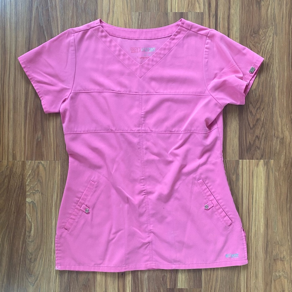 Greys Anatomy Scrubs Top Womens Small Pink Pockets Barco